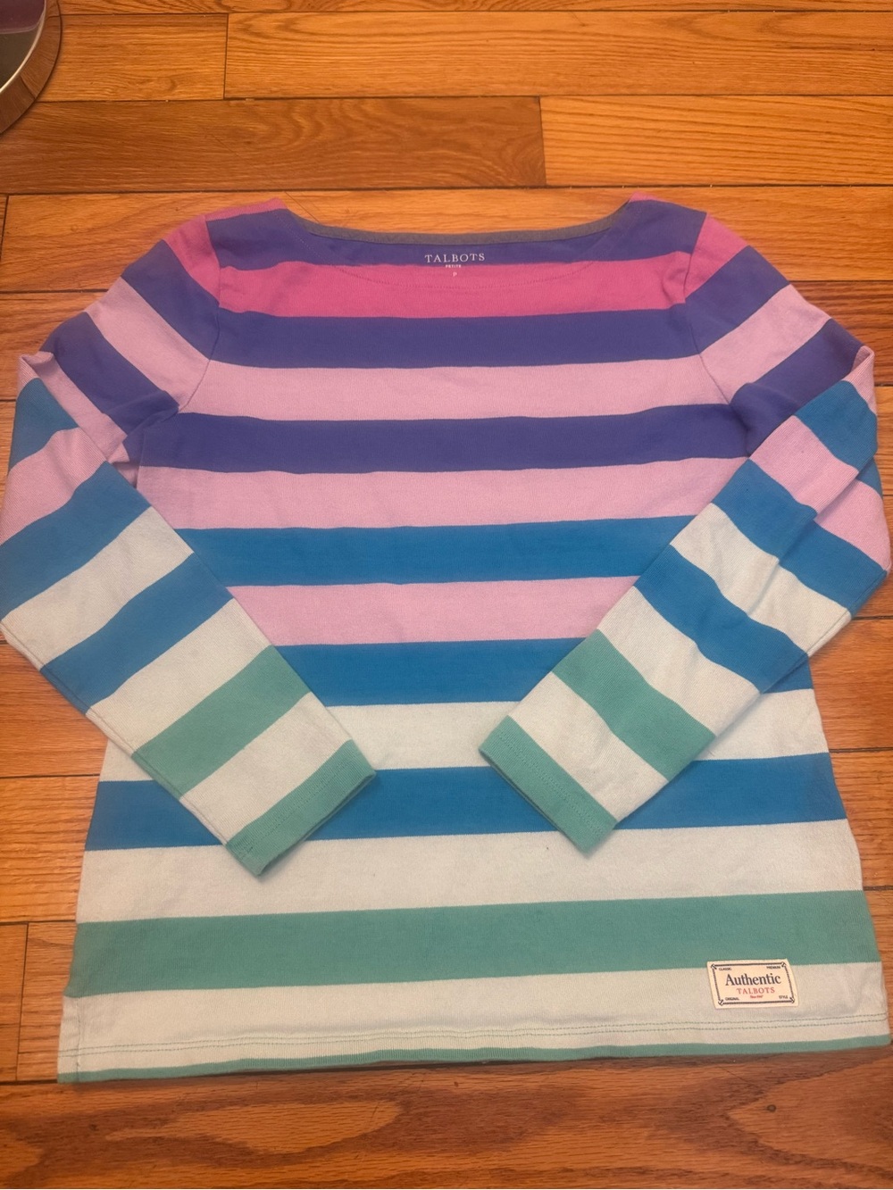 Talbots Multi-Color Striped Long Sleeve Top - Pink, Purple & Blue